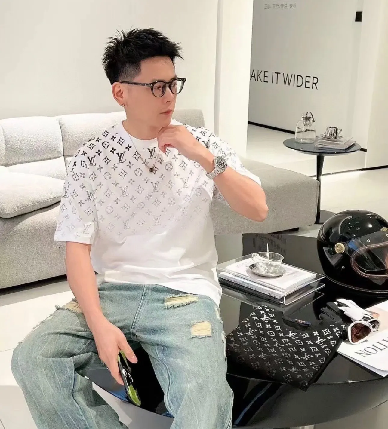 Louis Vuitton/Louis Vuitton presbyopic gradient printed short sleeves
